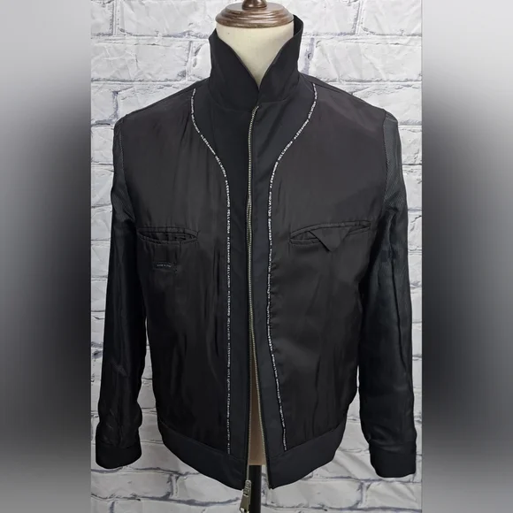 NWT Alessandro Dell'acqua Full Zip Jacket Fashion Woven Black Large / 50 - Picture 8 of 16